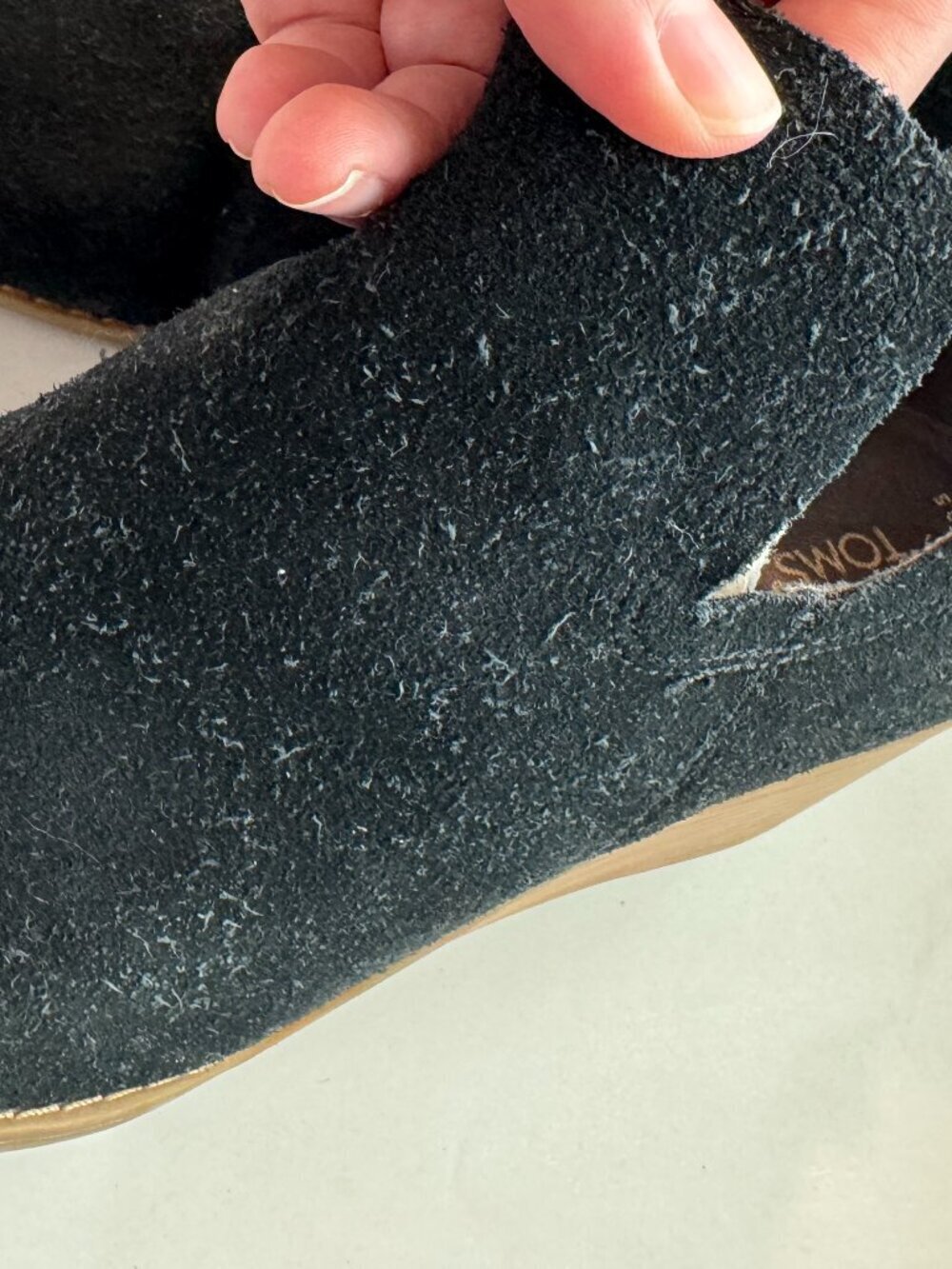 Toms Kallie Wedge Bootie Women's Size 9.5 Black Brown Slip Ons Suede Boots - Picture 11 of 13